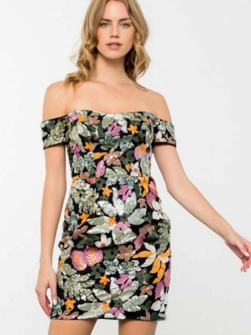 THML NWTSZ M Multi Colored Sequin Bodycon Dress Party Cocktail Formal Sexy